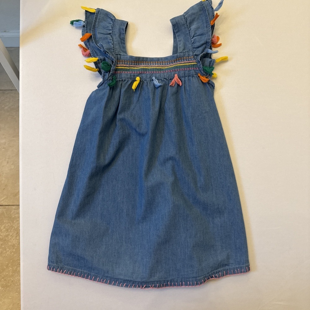 Mud Pie denim rainbow tassel dress 5T